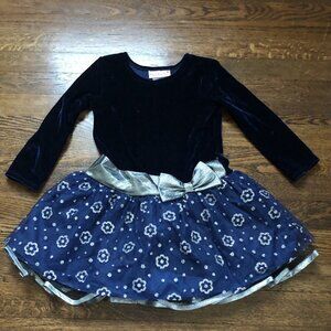 Blue And Silver Velvet Sparkly Holiday Dress